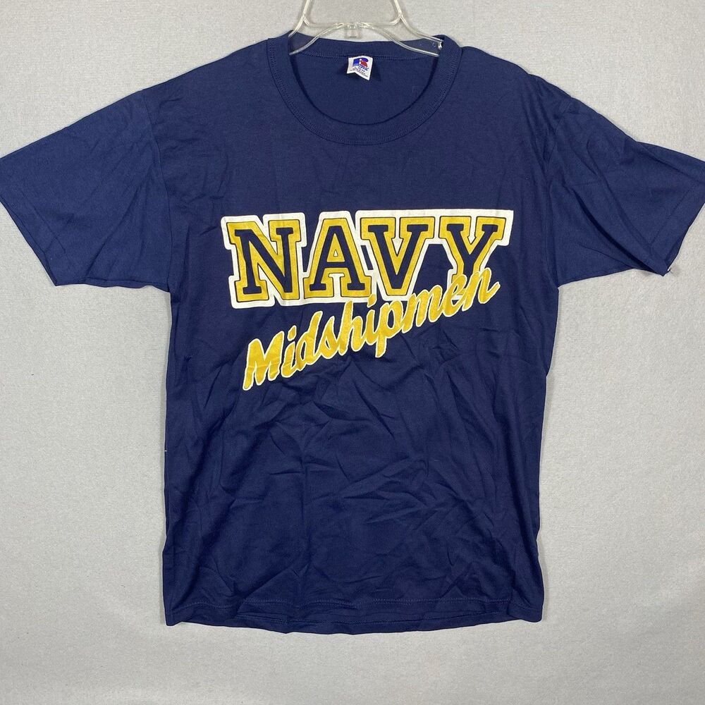 Vintage Navy Midshipmen Large Tshirt Blue Tee Shirt Made in USA Single Stitch